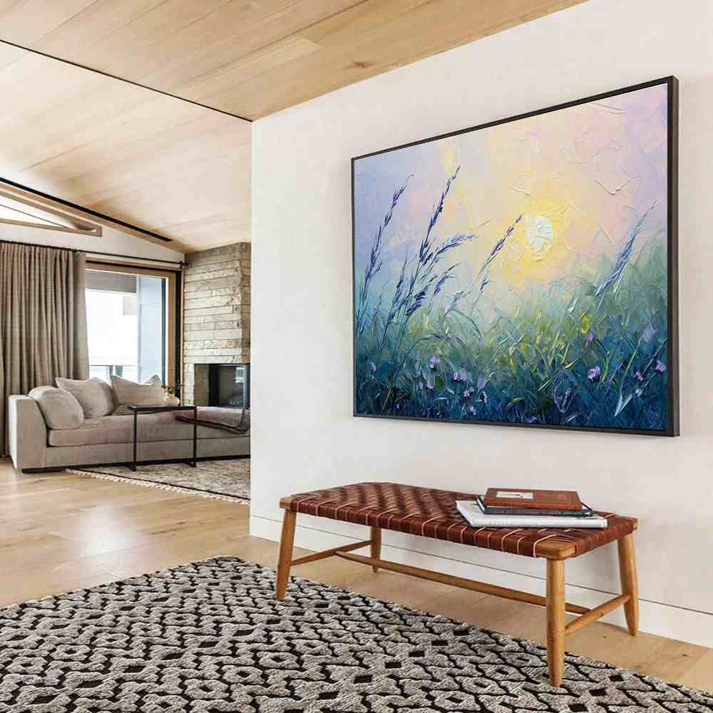 meadow evening painting canvas design 5